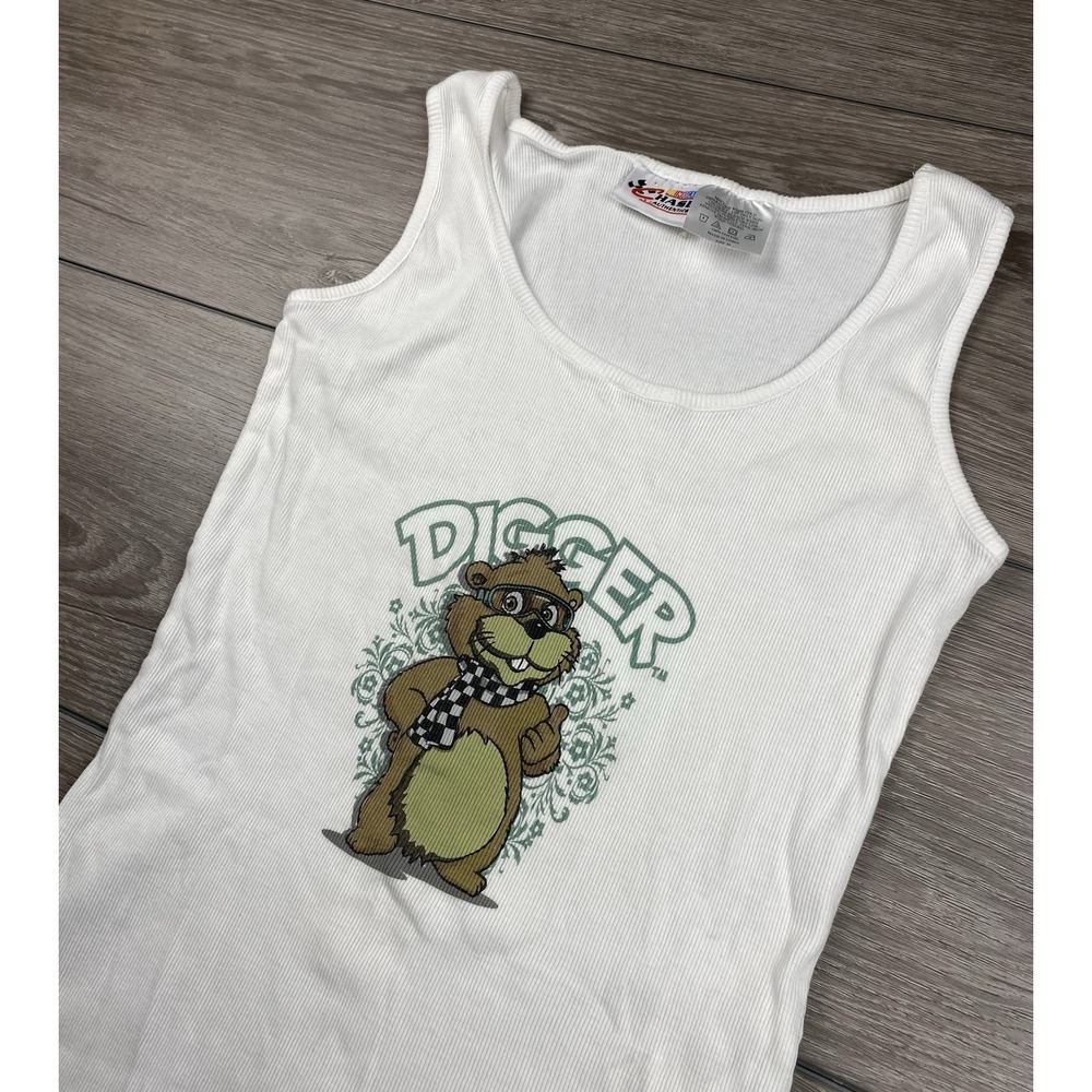 Chase Authentics Women's NASCAR Mascot Digger Ribbed Tank Top White‎ Size Medium